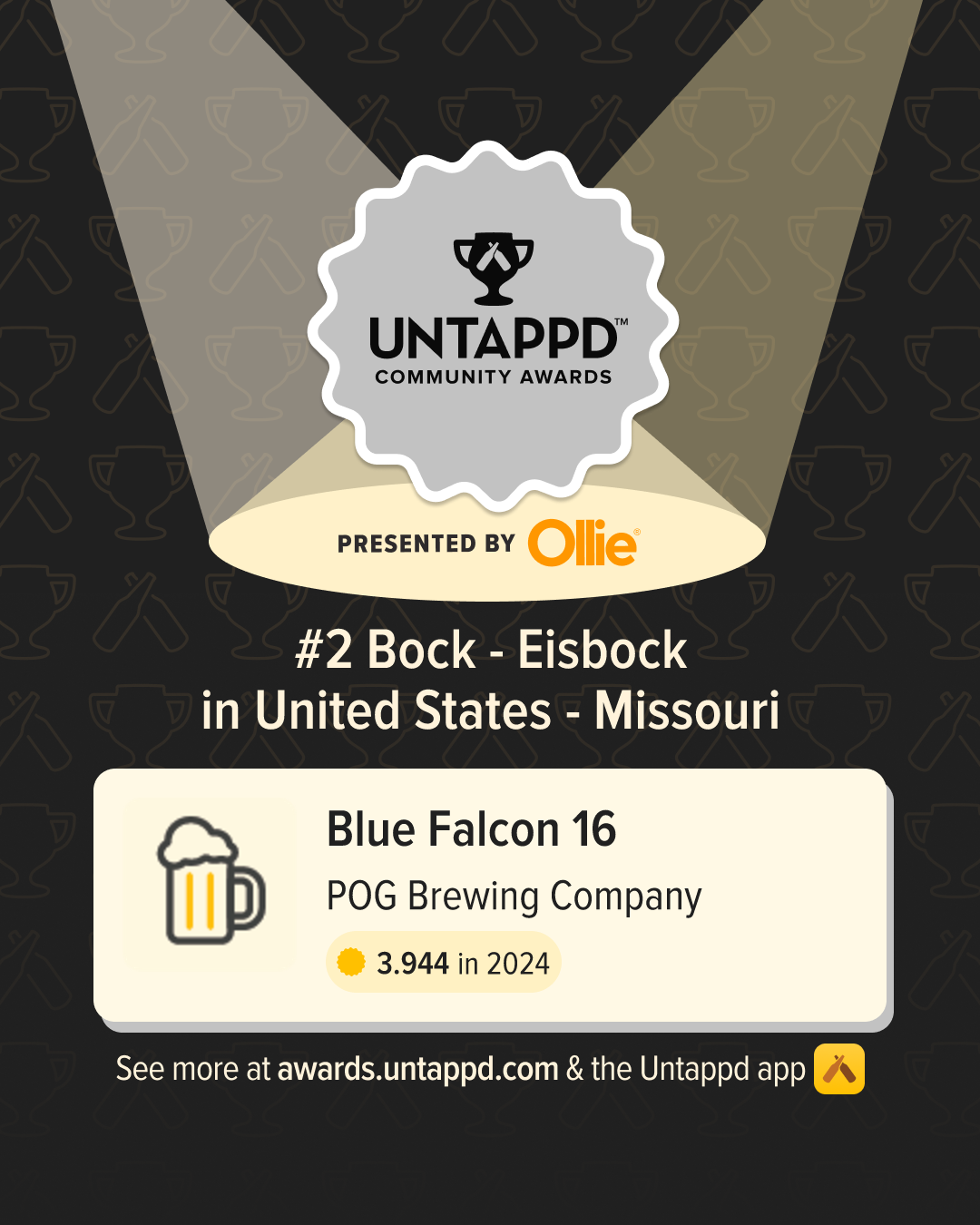 POG Brewing Untappd Award - Blue Falcon